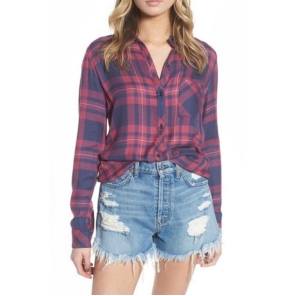 RAILS Blue & Pink Hunter Plaid Button Down Shirt - Picture 1 of 7